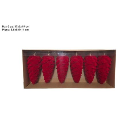 PIGNE 14CM 6PZ. ROSSO VELLUTO